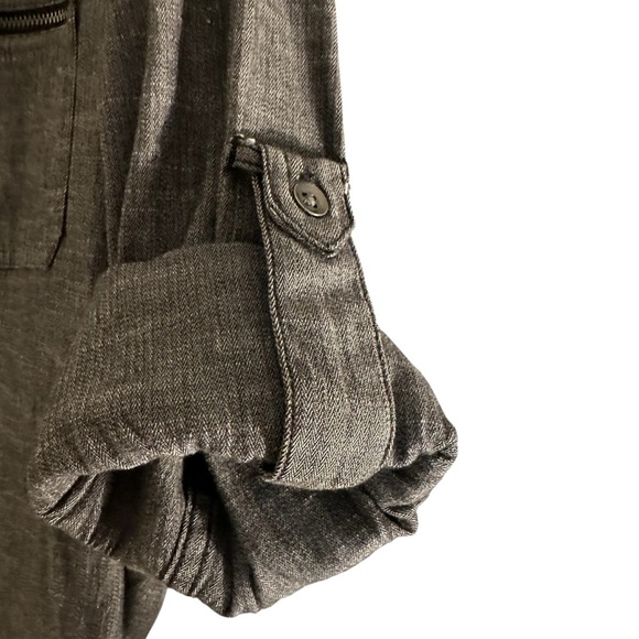 Rock & Republic stretch denim chambray roll sleeve shirt with zippers Size M - Picture 5 of 11